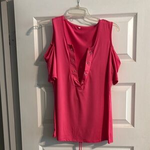 Pink Cold Shoulder Top